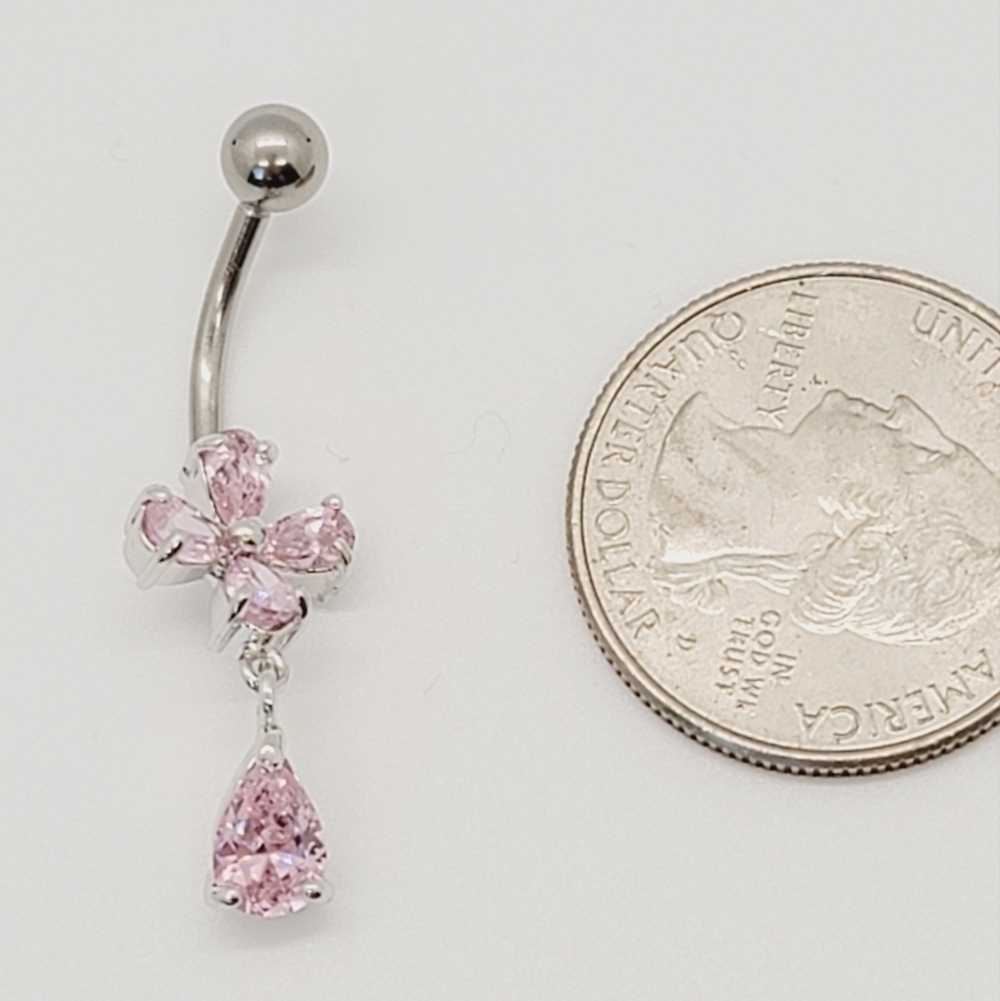 New Sterling Silver CZ Belly Button Navel Ring